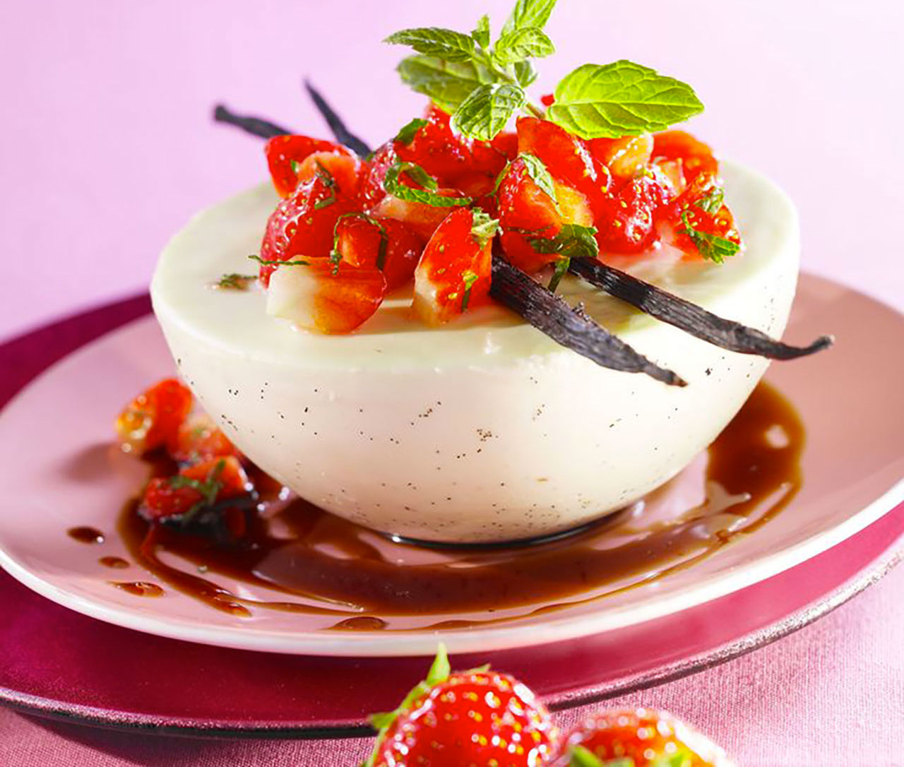 photo de recette : Panna cotta à la fraise